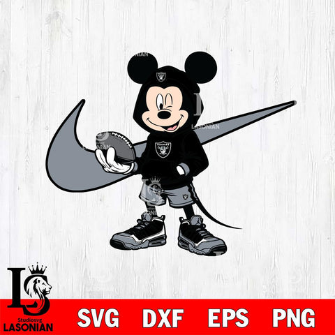 Las Vegas Raiders Mickey Wearing Hoodie Sport Svg Eps Dxf Png File, Digital Download, Instant Download