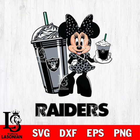 Las Vegas Raiders Minnie Mouse Fan And Coffee Svg Eps Dxf Png File, Digital Download, Instant Download
