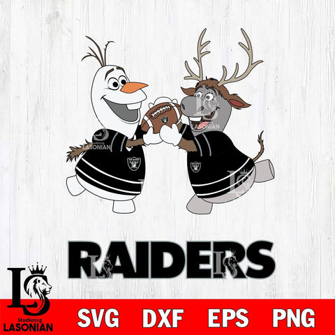 Las Vegas Raiders Olaf & Sven Football Cricut,Christmas SVG DXF EPS PNG FILE, Digital Download,Instant Download, Silhouette