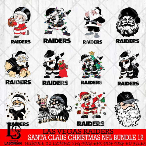 Las Vegas Raiders Satan Claus Christmas NFL Bundle 12 Svg Eps Dxf Png File,NFL Svg Files,Digital Download,Sublimation,Instant Download
