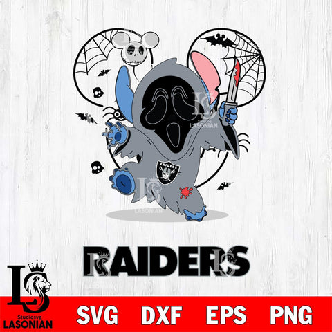 Las Vegas Raiders Stitch Ghost Face Halloween 2 Svg Eps Dxf Png File, Digital Download, Instant Download
