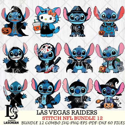 Las Vegas Raiders Stitch Horror Bundle 12 SVG Eps Dxf Png File, Bundle NFL svg, Digital Download, Instant Download