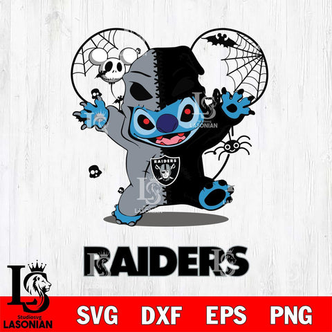 Las Vegas Raiders Stitch Horror Halloween 2 Svg Eps Dxf Png File, Digital Download, Instant Download