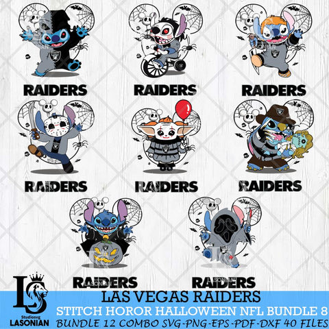 Las Vegas Raiders Stitch Horror Halloween Bundle 8 Svg Eps Dxf Png File, Digital Download, Instant Download