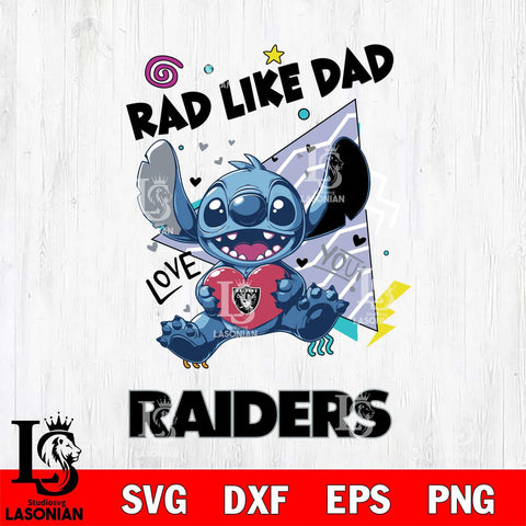 Las Vegas Raiders Stitch Love Rad Like Dad SVG DXF EPS PNG FILE, Disney Father day File Cut,Digital Download,Instant Download,Disney Svg Files