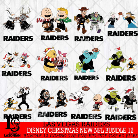 Las Vegas Raiders  Disney Christmas New NFL Bundle 12 Cricut,Christmas SVG DXF EPS PNG FILE, NFL Digital Download,Instant Download, Silhouette