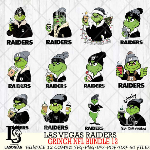 Las Vegas Raiders  Grinch NFL Bundle 12 SVG Eps Dxf Png File, Digital Download, Instant Download
