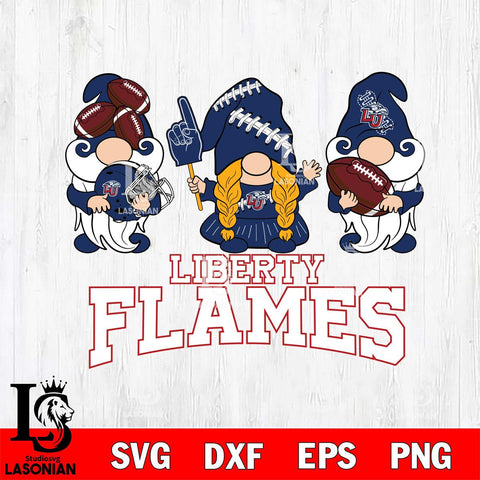 Liberty Flames 3 Gnomes Football Svg Eps Dxf Png File, Digital Download, Instant Download