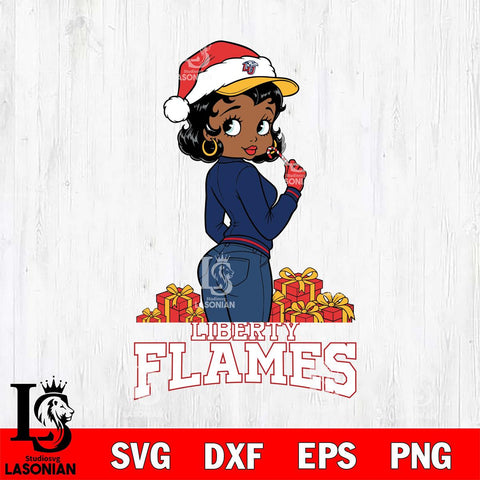 Liberty Flames Betty Boop Back File Cut, NCAA SVG DXF EPS PNG PDF File, Digital Download , Criucut , Silhouette