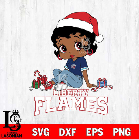 Liberty Flames Betty Boop Christmas File Cut, NCAA SVG DXF EPS PNG PDF File, Digital Download , Criucut , Silhouette