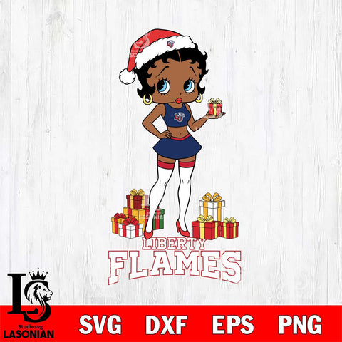Liberty Flames Betty Boop Christmas Gift File Cut, NCAA SVG DXF EPS PNG PDF File, Digital Download , Criucut , Silhouette