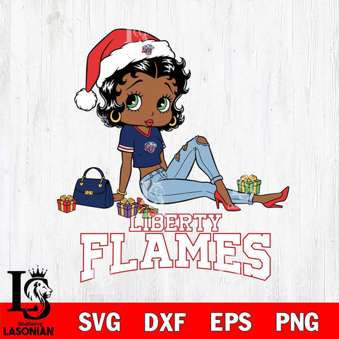 Liberty Flames Betty Boop Christmas Packing File Cut, NCAA SVG DXF EPS PNG PDF File, Digital Download , Criucut , Silhouette