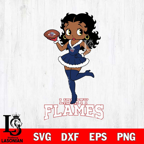 Liberty Flames Betty Boop Christmas Rugby File Cut, NCAA SVG DXF EPS PNG PDF File, Digital Download , Criucut , Silhouette