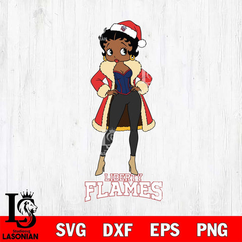 Liberty Flames Betty Boop Queen File Cut, NCAA SVG DXF EPS PNG PDF File, Digital Download , Criucut , Silhouette