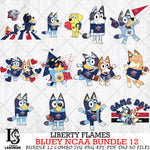 Liberty Flames Bluey NCAA Bundle 12 Svg Eps Dxf Png File, Digital Download, Instant Download