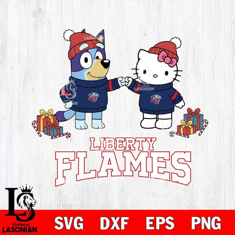 Liberty Flames Bluey With Hello kitty Christmas File Cut, NCAA SVG DXF EPS PNG FILE, Digital Download,Instant Download, Silhouette