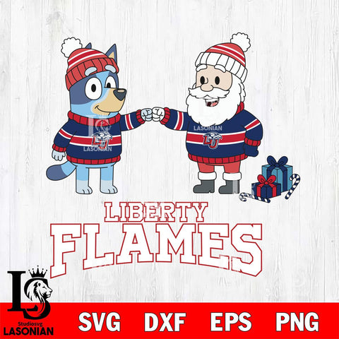 Liberty Flames Bluey With Satan Christmas File Cut, NCAA SVG DXF EPS PNG FILE, Digital Download,Instant Download, Silhouette