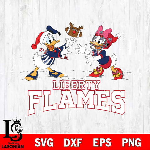 Liberty Flames Donald Duck & Daisy Duck Football Cricut,Christmas SVG DXF EPS PNG FILE, NCAA Digital Download,Instant Download, Silhouette