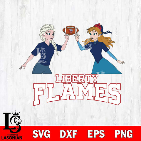Liberty Flames Elsa & Anna Football Cricut,Christmas SVG DXF EPS PNG FILE, NCAA Digital Download,Instant Download, Silhouette