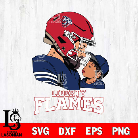 Liberty Flames Father And Child Rugby SVG DXF EPS PNG FILE,NCAA SVG, Father day Digital Download,Instant Download, Silhouette