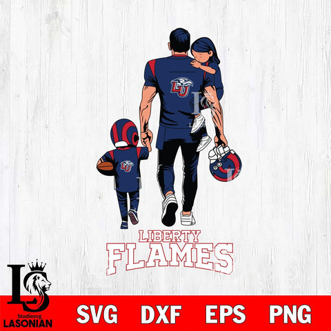 Liberty Flames Father And Son Football SVG DXF EPS PNG FILE,NCAA SVG, Father day Digital Download,Instant Download, Silhouette