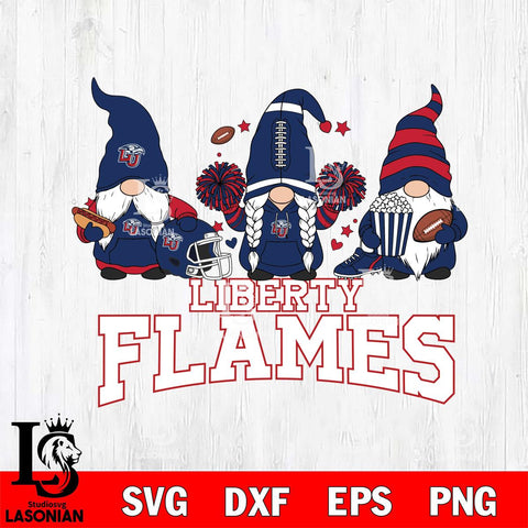 Liberty Flames Gnome Fan File Cut, NCAA SVG, Digital Download , Criucut , Silhouette