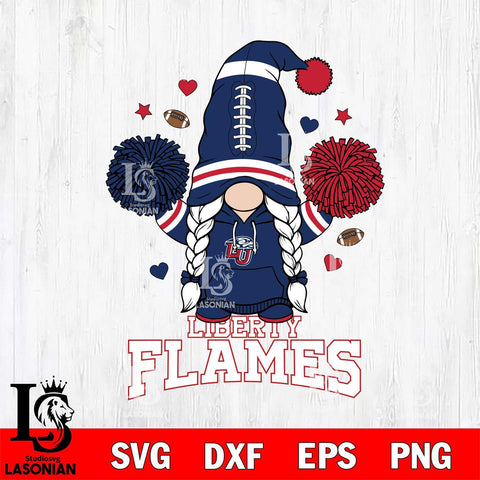 Liberty Flames Gnome cheerleader File Cut, NCAA SVG, Digital Download , Criucut , Silhouette