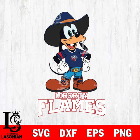 Liberty Flames Goofy Cowboy Sport SVG DXF EPS PNG FILE,NCAA svg ,Football Digital Download,Instant Download, Silhouette
