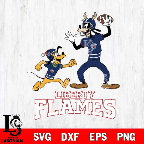 Liberty Flames Goofy & Pluto Football Cricut,Christmas SVG DXF EPS PNG FILE, NCAA Digital Download,Instant Download, Silhouette