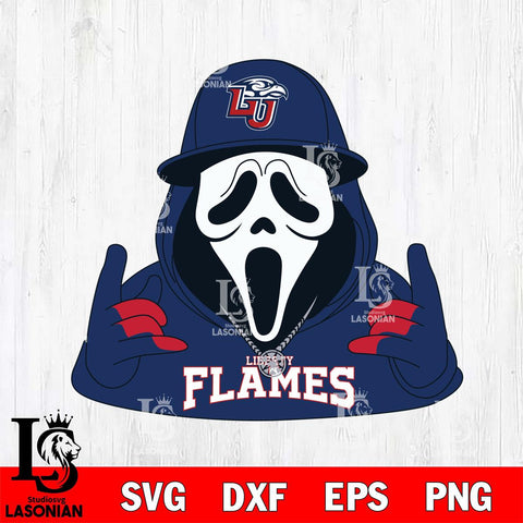 Liberty Flames Horror Character Ghostface Sport Svg Eps Dxf Png File, NCAA svg, Digital Download, Instant Download
