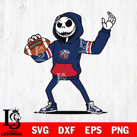 Liberty Flames Jack Skellington Football Christmas File Cut, NCAA SVG DXF EPS PNG FILE, Digital Download , Criucut , Silhouette