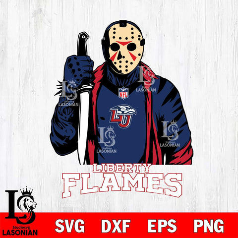 Liberty Flames Jason Voorhees Horror 3 Svg Eps Dxf Png File, NCAA svg, Digital Download, Instant Download