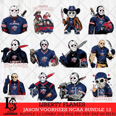 Liberty Flames Jason Voorhees Horror Bundle 12 SVG Eps Dxf Png File, bundle NCAA svg, Digital Download, Instant Download