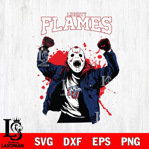 Liberty Flames Jason Voorhees Horror Halloween 3 Svg Eps Dxf Png File, NCAA svg, Digital Download, Instant Download