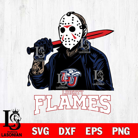 Liberty Flames Jason Voorhees Horror Halloween Svg Eps Dxf Png File, NCAA svg, Digital Download, Instant Download