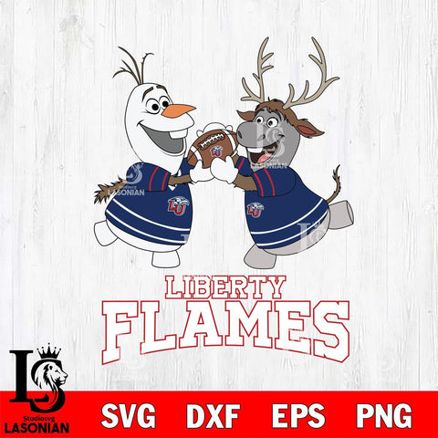 Liberty Flames Olaf & Sven Football Cricut,Christmas SVG DXF EPS PNG FILE, NCAA Digital Download,Instant Download, Silhouette