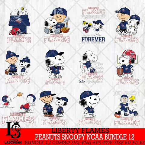 Liberty Flames Peanuts Snoopy Player NCAA Bundle 12 SVG DXF EPS PNG FILE,Snoopy File Cut, bundle NCAA Digital Download,Instant Download, Silhouette
