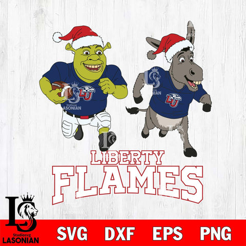 Liberty Flames Shrek and Donkey Football Cricut,Christmas SVG DXF EPS PNG FILE, NCAA Digital Download,Instant Download, Silhouette