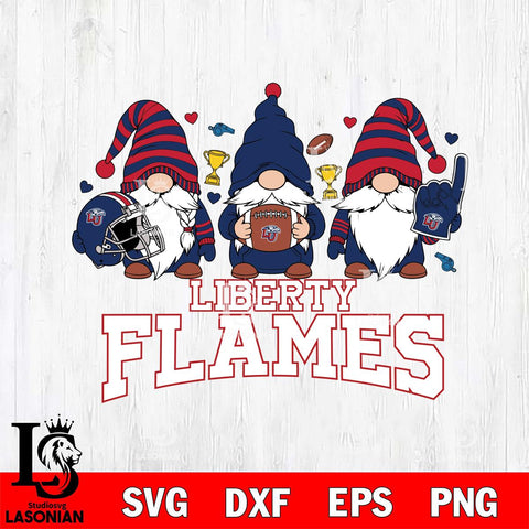 Liberty Flames Three Gnome File Cut, NCAA SVG, Digital Download , Criucut , Silhouette