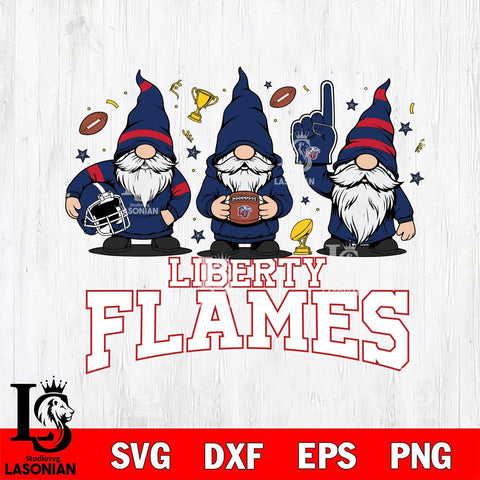 Liberty Flames Three Gnome FAN File Cut, NCAA SVG, Digital Download , Criucut , Silhouette