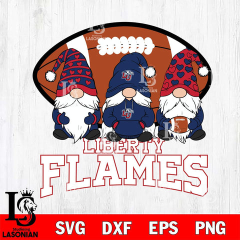 Liberty Flames Three Gnome Football File Cut, NCAA SVG, Digital Download , Criucut , Silhouette