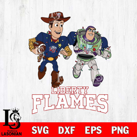 Liberty Flames Woody & Buzz Lightyear Football Cricut,Christmas SVG DXF EPS PNG FILE, NCAA Digital Download,Instant Download, Silhouette