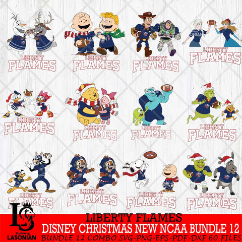 Liberty Flames  Disney Christmas New NCAA Bundle 12 Cricut,Christmas SVG DXF EPS PNG FILE, BUNDLE NCAA Digital Download,Instant Download, Silhouette