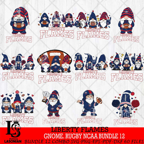 Liberty Flames  Gnome Football NCAA Bundle File Cut, NCAA SVG, Digital Download , Criucut , Silhouette