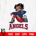 Los Angeles Angels Betty Boop Black Fan Girl Svg Eps Dxf Png File, Digital Download, Instant Download