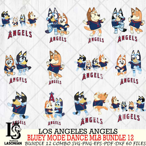 Los Angeles Angels  Bluey Dance MLB Bundle 12 SVG Eps Dxf Png File, Digital Download, Instant Download