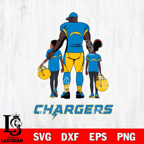 Los Angeles Chargers 3 Father and son Rugby SVG DXF EPS PNG FILE,NFL SVG, Father day Digital Download,Instant Download, Silhouette