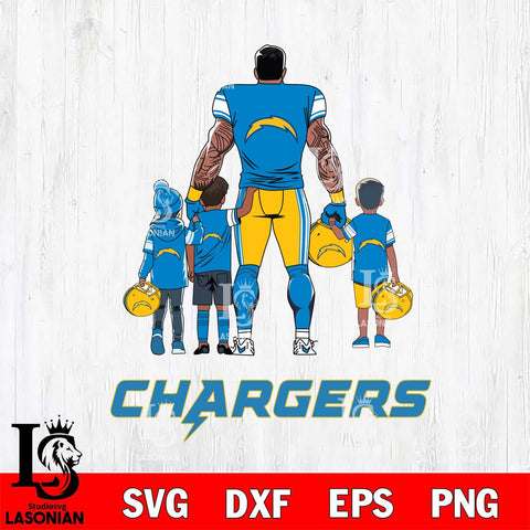 Los Angeles Chargers 4 Father and son Rugby SVG DXF EPS PNG FILE,NFL SVG, Father day Digital Download,Instant Download, Silhouette