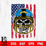 Los Angeles Chargers American Skull Helmet Svg Eps Dxf Png File, Digital Download, Instant Download