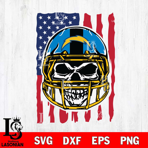 Los Angeles Chargers American Skull Helmet Svg Eps Dxf Png File, Digital Download, Instant Download